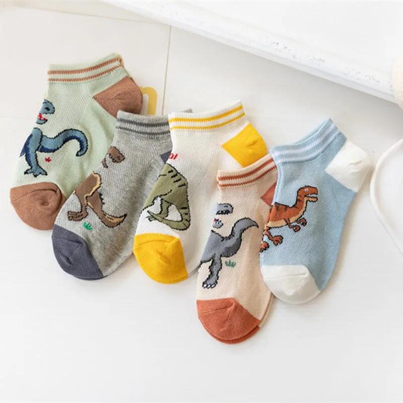 Chaussettes à motif de dinosaure pour garçon, confortables, respirantes, décontractées, douces, pour