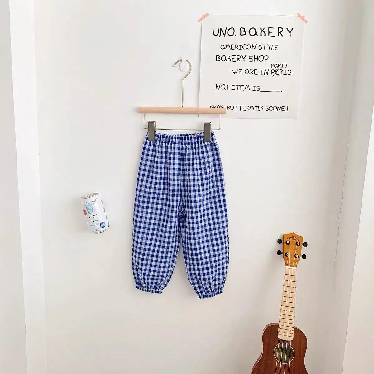Pantalon d'été moustique vert à carreaux pour enfants, vêtements de plein air, bébé, filles, nouveau