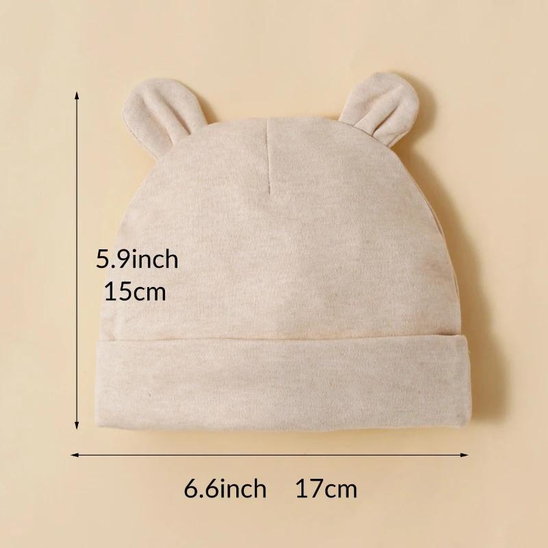 Chapeaux pour bébé unisexe, 3 pièces, abricot, 100% coton, doux, confortables, à la mode et minimali