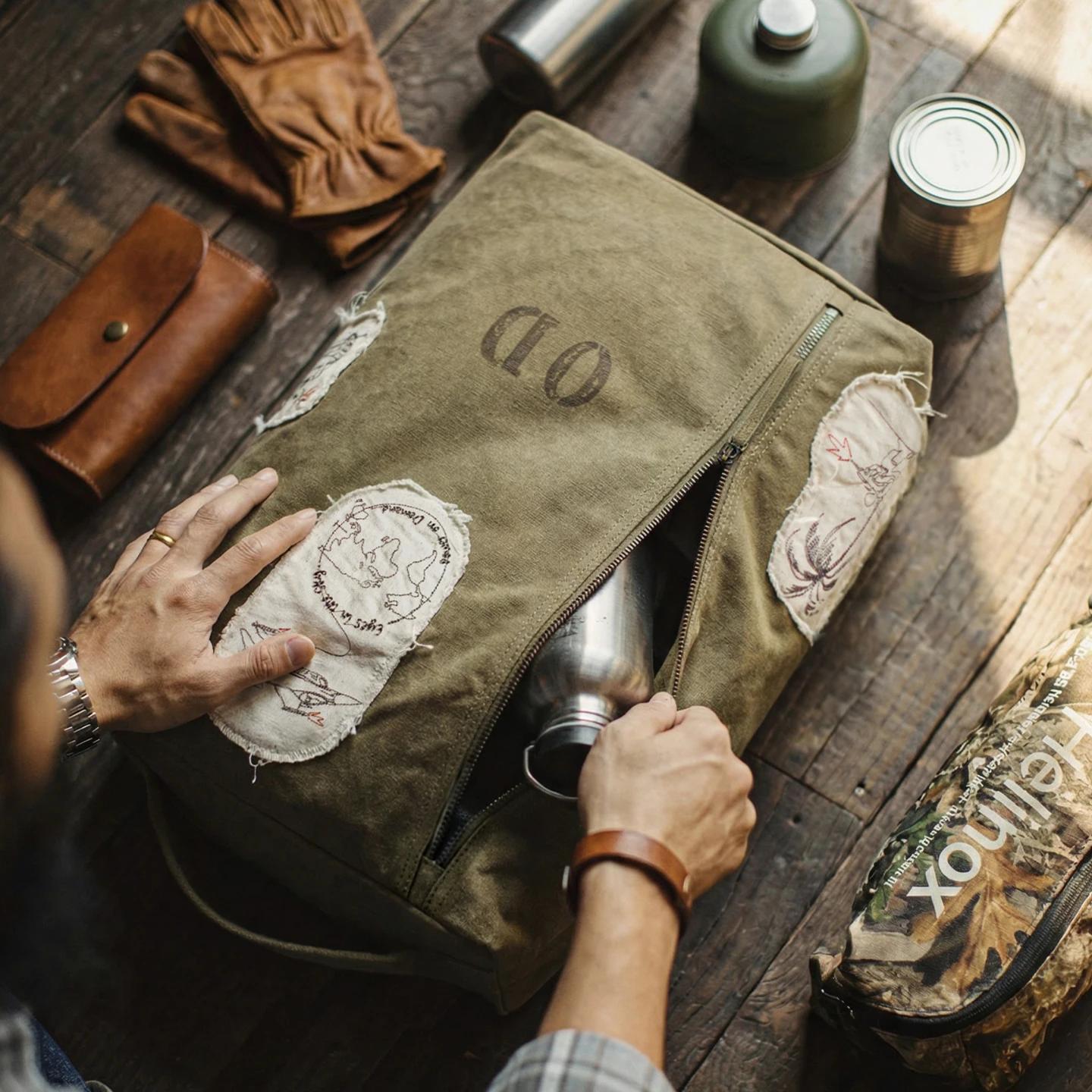 Maden Sac à dos tactique vintage pour hommes, grande capacité, sac à dos pour ordinateur portable, s