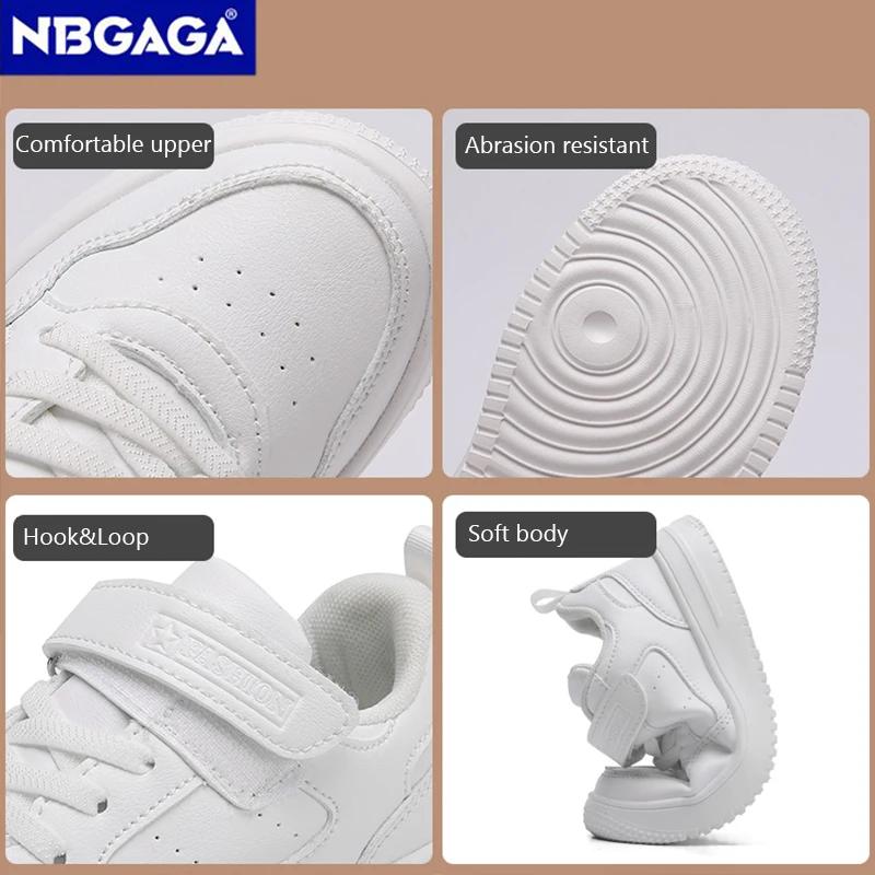 Chaussures de marche plates en cuir noir pour enfants, chaussures décontractées pour garçons et fill