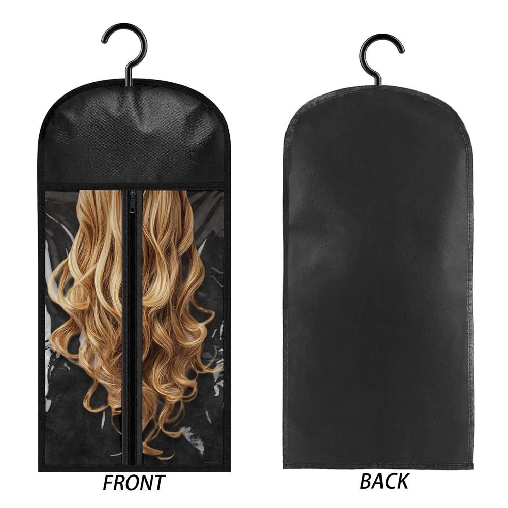 1 ensemble/2 ensembles sac de rangement de perruque avec cintre sacs à cheveux avec cintre en plasti