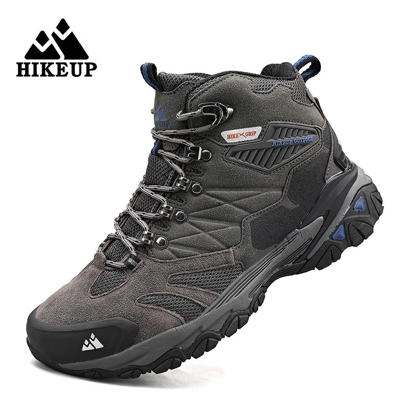 HIKEUP-Bottes de randonnée en daim pour hommes, baskets de trekking en plein air, chaussures de mont