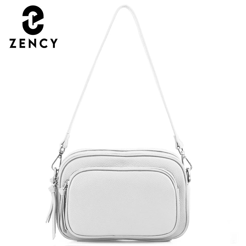 Zency concepteur femmes sac à bandoulière véritable cuir de vachette sac à main poches à glissière g