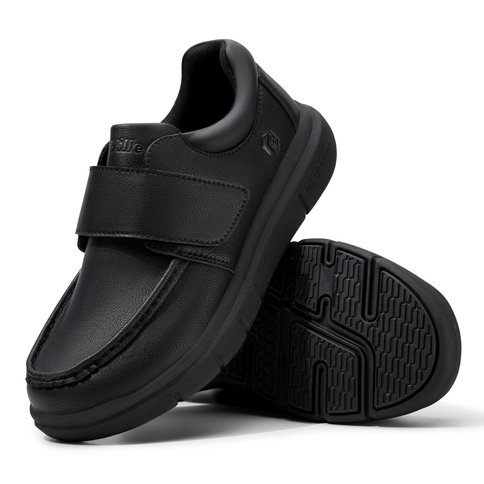 FitVille-Chaussures en cuir à coupe large pour hommes, chaussures de marche pour diabétiques, chauss