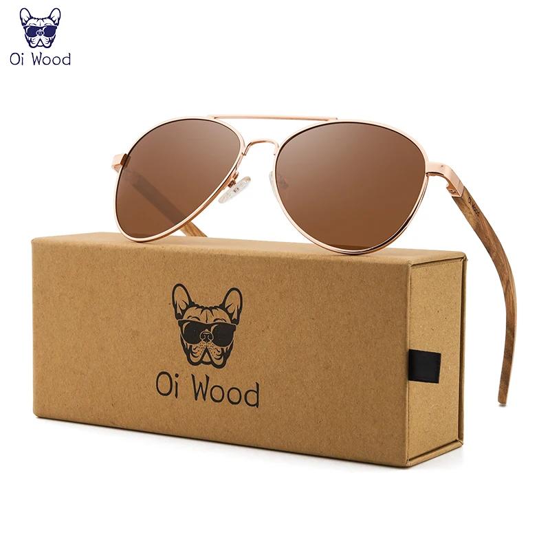 Oi bois lunettes de soleil pilote lunettes de soleil hommes femmes lunettes polarisées bleu Uv400 le