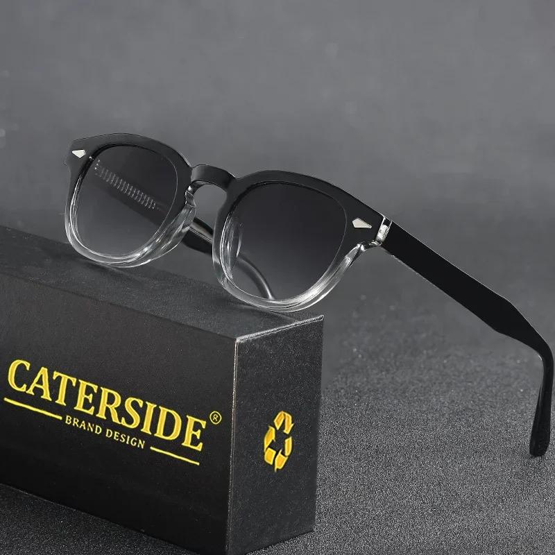 CATERSIDE rétro hommes lunettes de soleil rond Punk acide propionique broche Temple luxe lunettes de