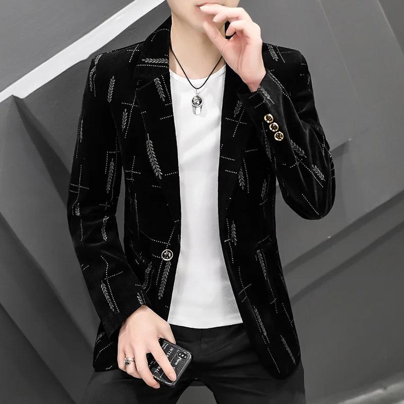 Blazer décontracté en velours côtelé pour hommes, costume de gentleman, performance de shopping en p
