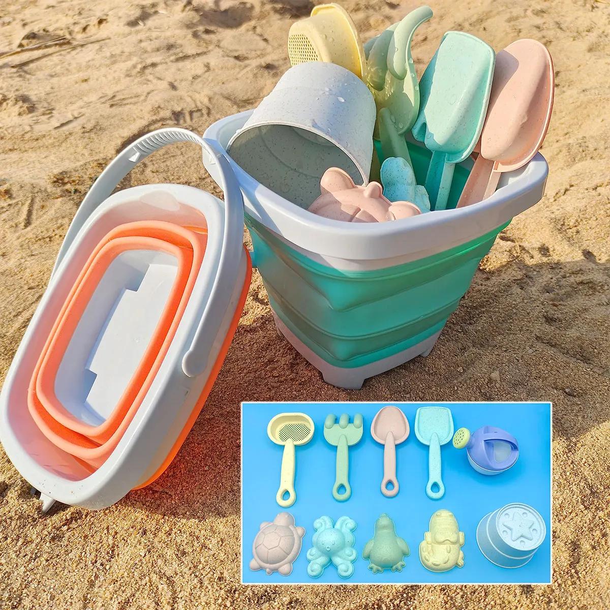 Ensemble d'eau de jeu de sable de plage, seau pliant, jouets d'été pour enfants, jeu de plein air, b