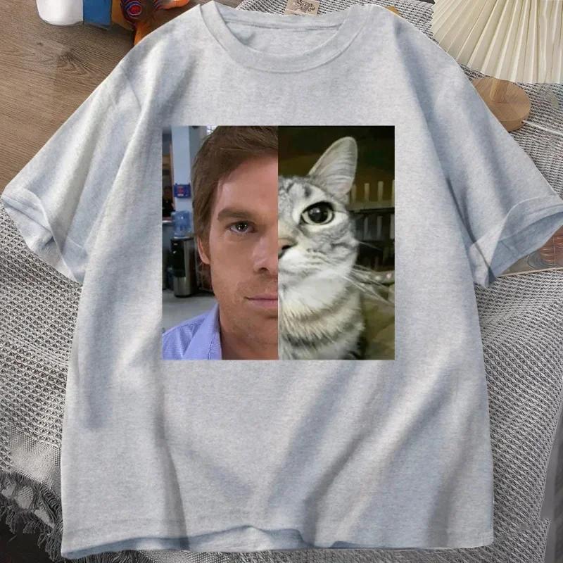 Dexter Morgan Cat T-shirts Funny Short Sleeve O Neck Tshirt Unisex Streetwear Women Clothes Harajuku