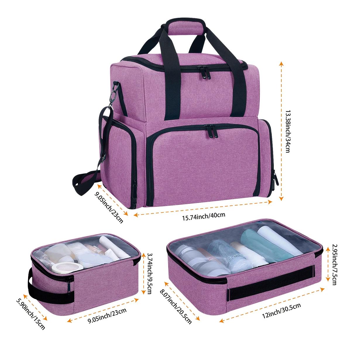 UOZL Trousse de maquillage double couche de grande capacité avec 3 pochettes amovibles et 2 comparti