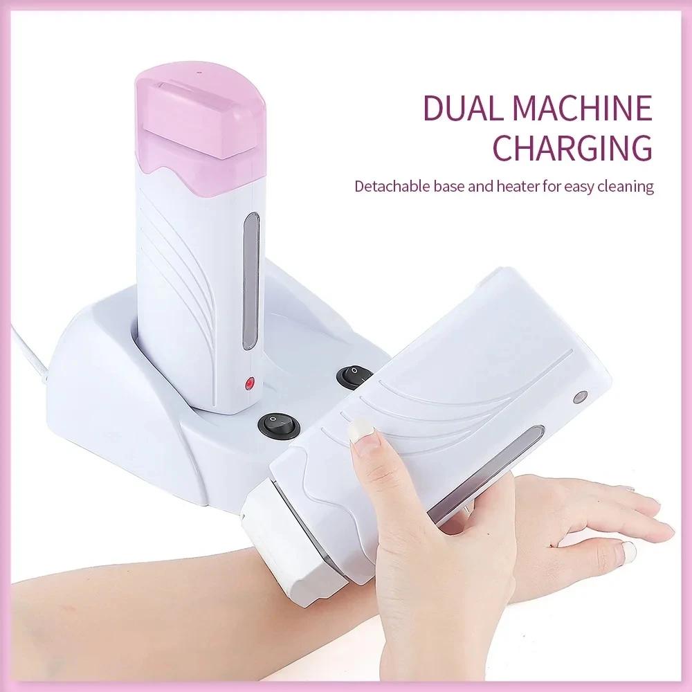 Chauffe-cire à double roulement 40W, Double épilateur, Machine à épiler épilatoire, cartouche à roul