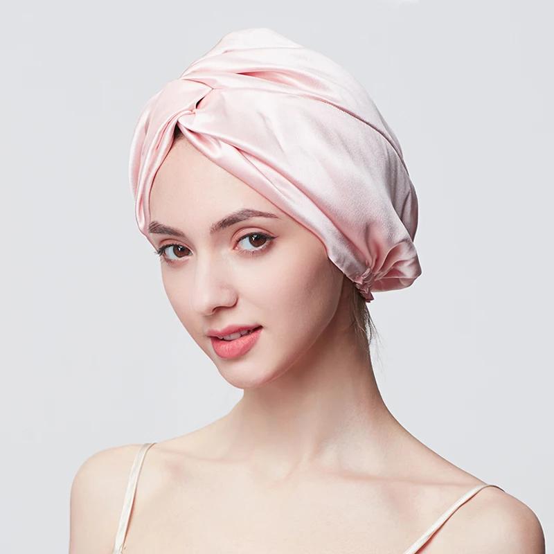 Bonnet de couchage inja torsadé à double couche pour femme, turban naturel avec ruban élastique, env