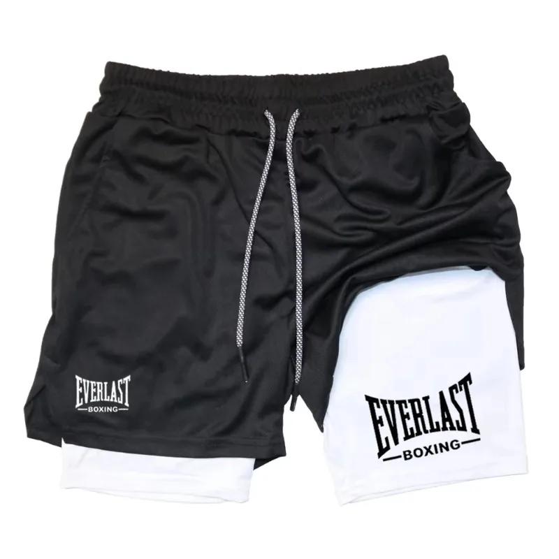 EVERLAST Short de sport ajusté pour homme, double couche, séchage rapide, pantalon de compression co