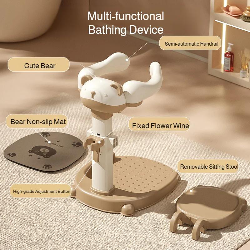 Support de douche réglable pour bébé, dispositif de bain antidérapant pour enfants, support de bain