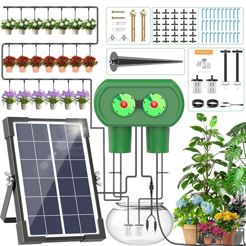 Système d'irrigation solaire, kit d'irrigation goutte-à-goutte à double pompe de type divisé, dispos