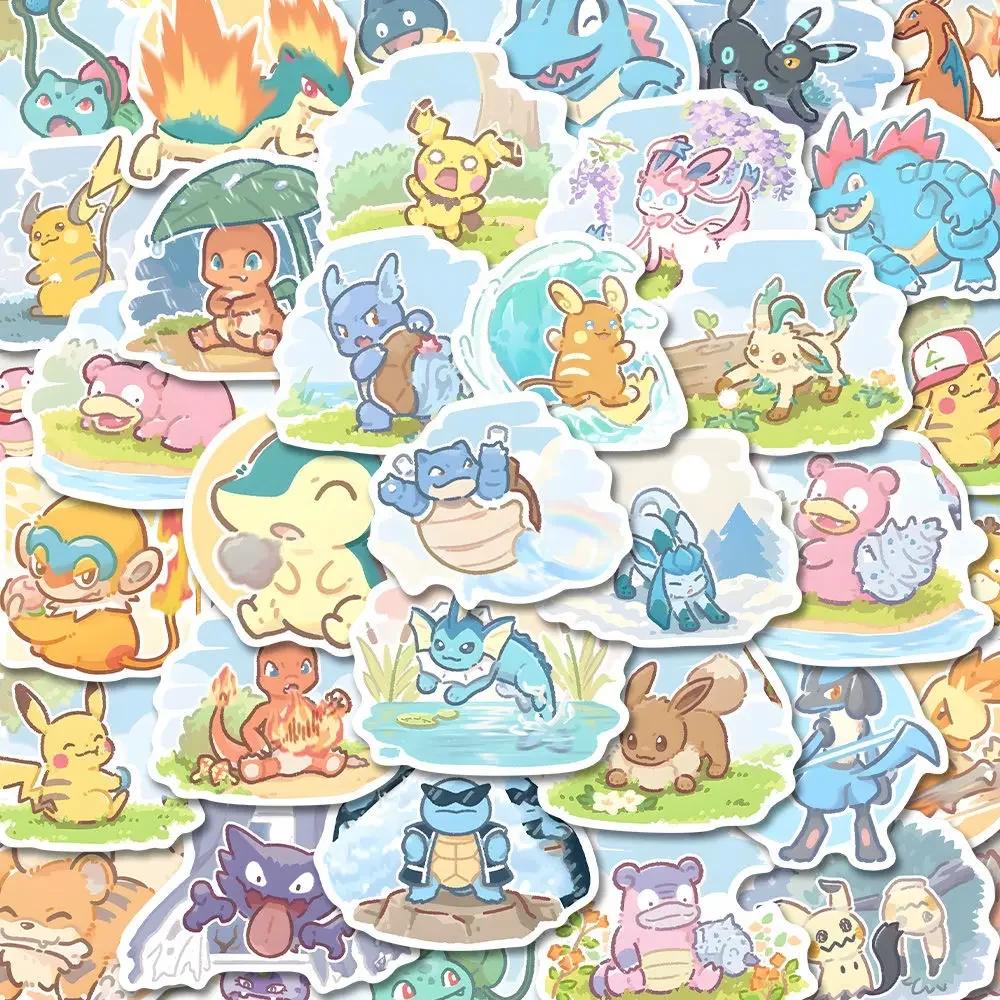 63 pièces Pokemon Anime autocollants Pikachu ordinateur portable planche à roulettes valise Kawaii a
