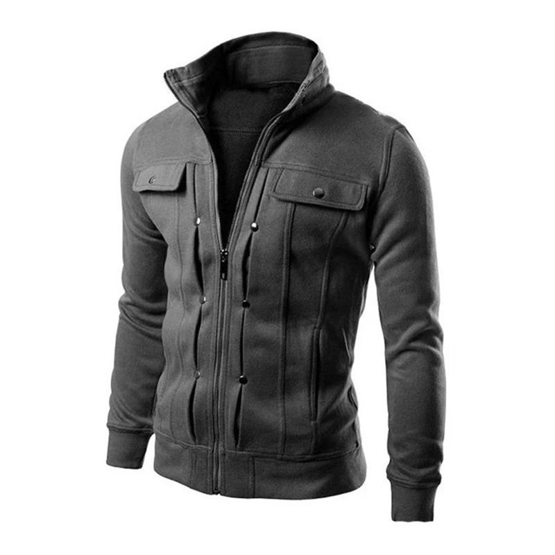 Nouveaux hommes vestes décontractée col montant sweat-shirt à glissière printemps automne Cardigan v