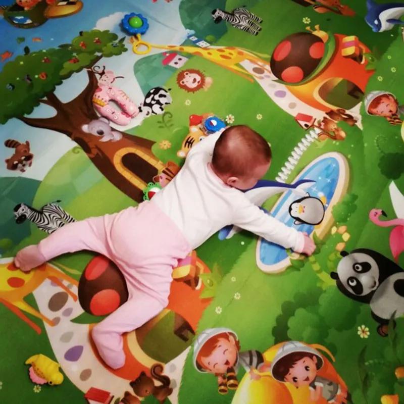 Tapis de jeu pour bébé, animaux double face, jouets éducatifs pour enfants, sol souple, tapis rampan
