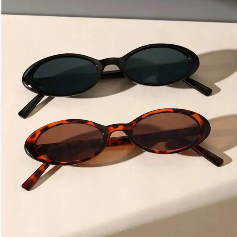 2 paires de lunettes de soleil classiques à monture ovale, lunettes de soleil décoratives à la mode