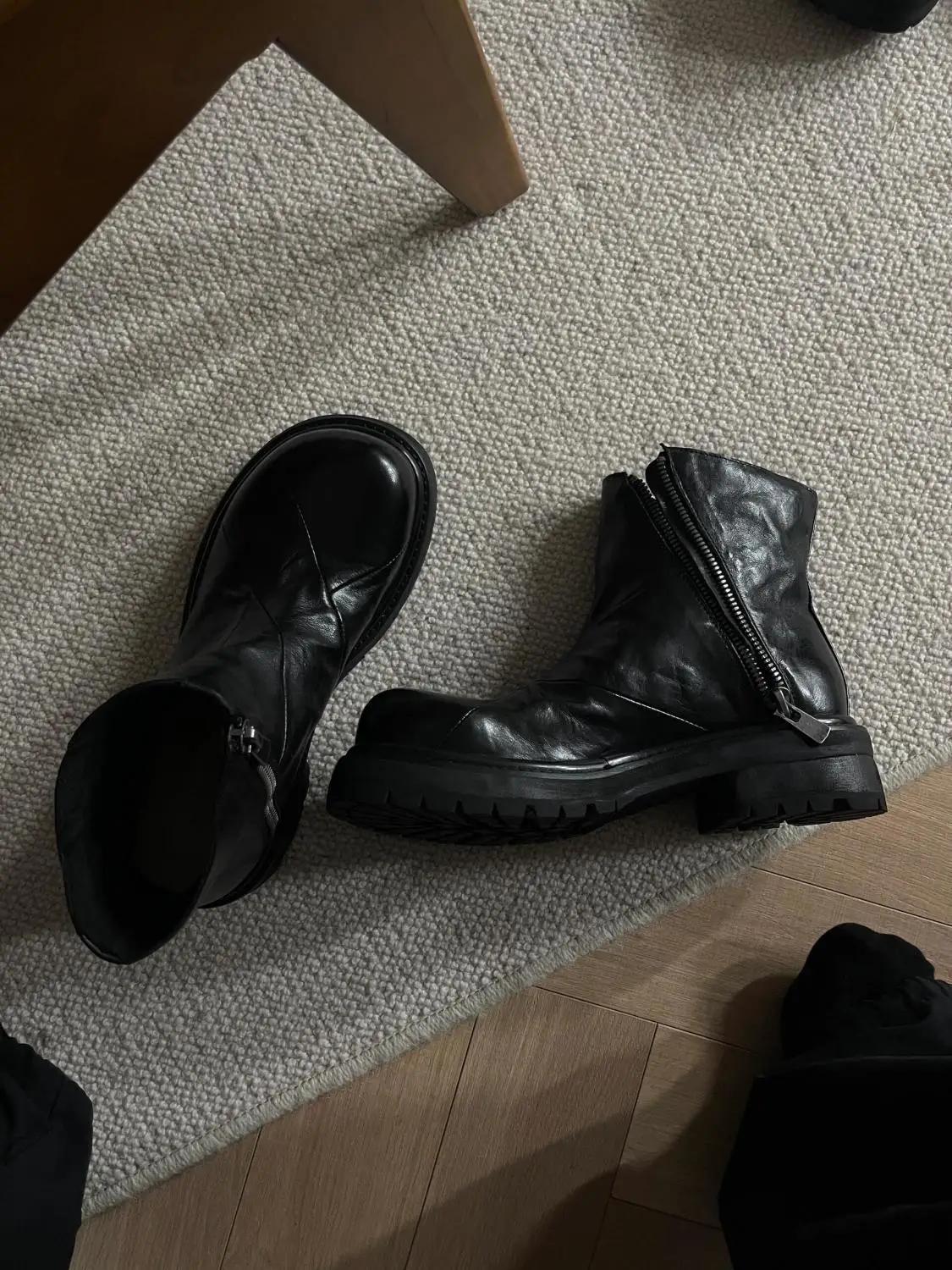 Bottes Chelsea en polaire pour hommes, bottes courtes à grande tête, tendance, Style britannique, re