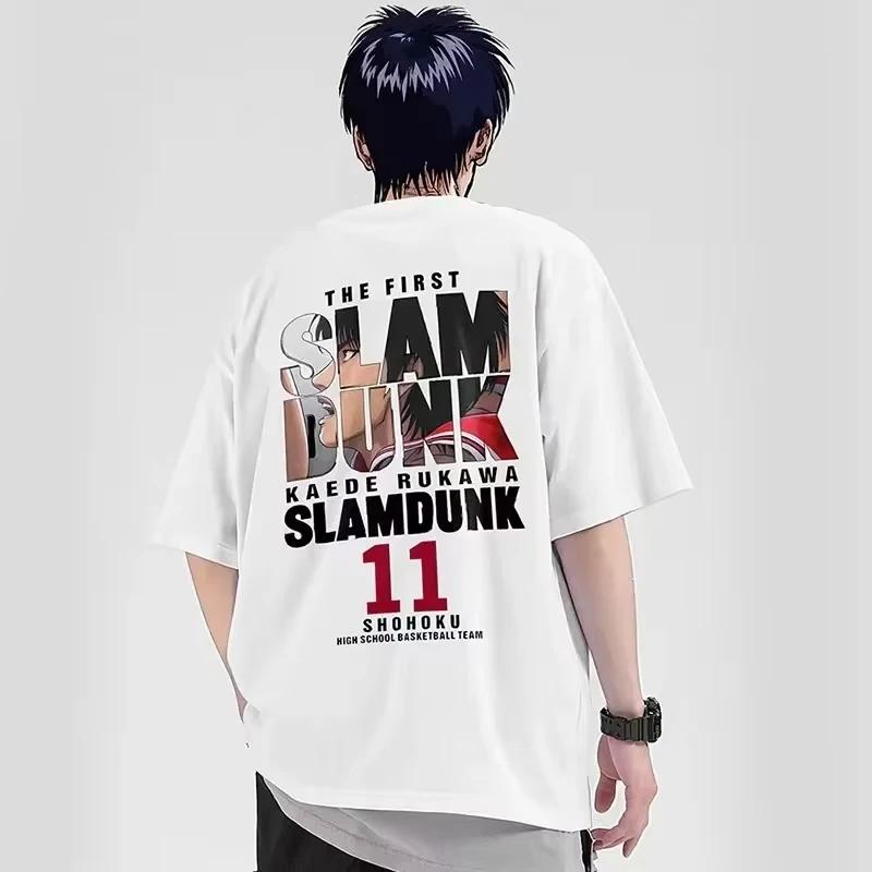 2025 hommes Anime Slam Dunk impression T-Shirt hommes surdimensionné japonais manganèse à manches co