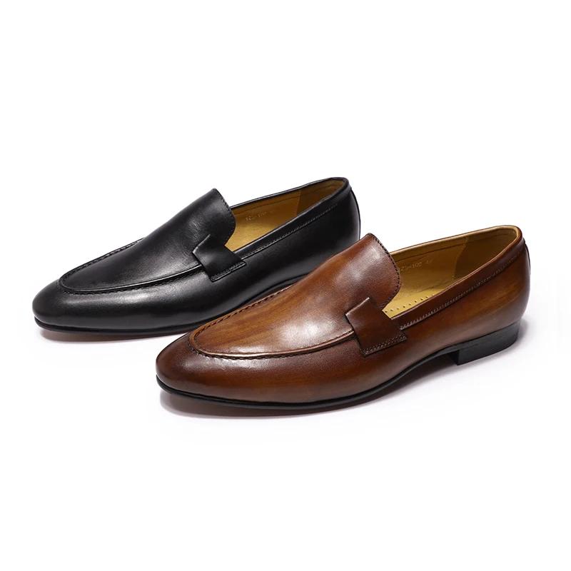 Mocassins pour hommes, Style automne et été, pour fête de mariage, danse, noir, marron, cuir véritab
