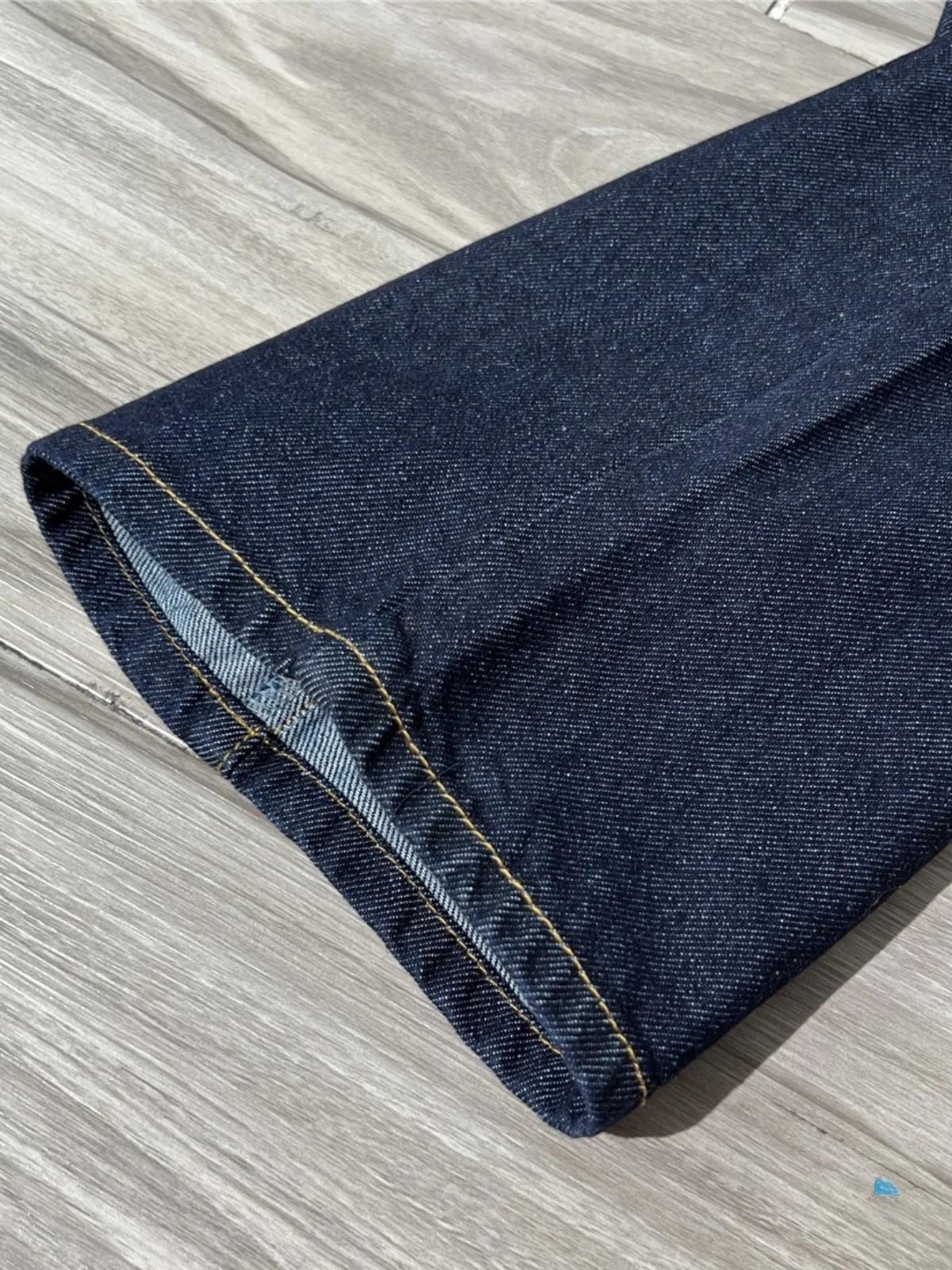 Pantalon décontracté classique à jambe droite pour hommes, coupe ample, en denim 100% coton, style q
