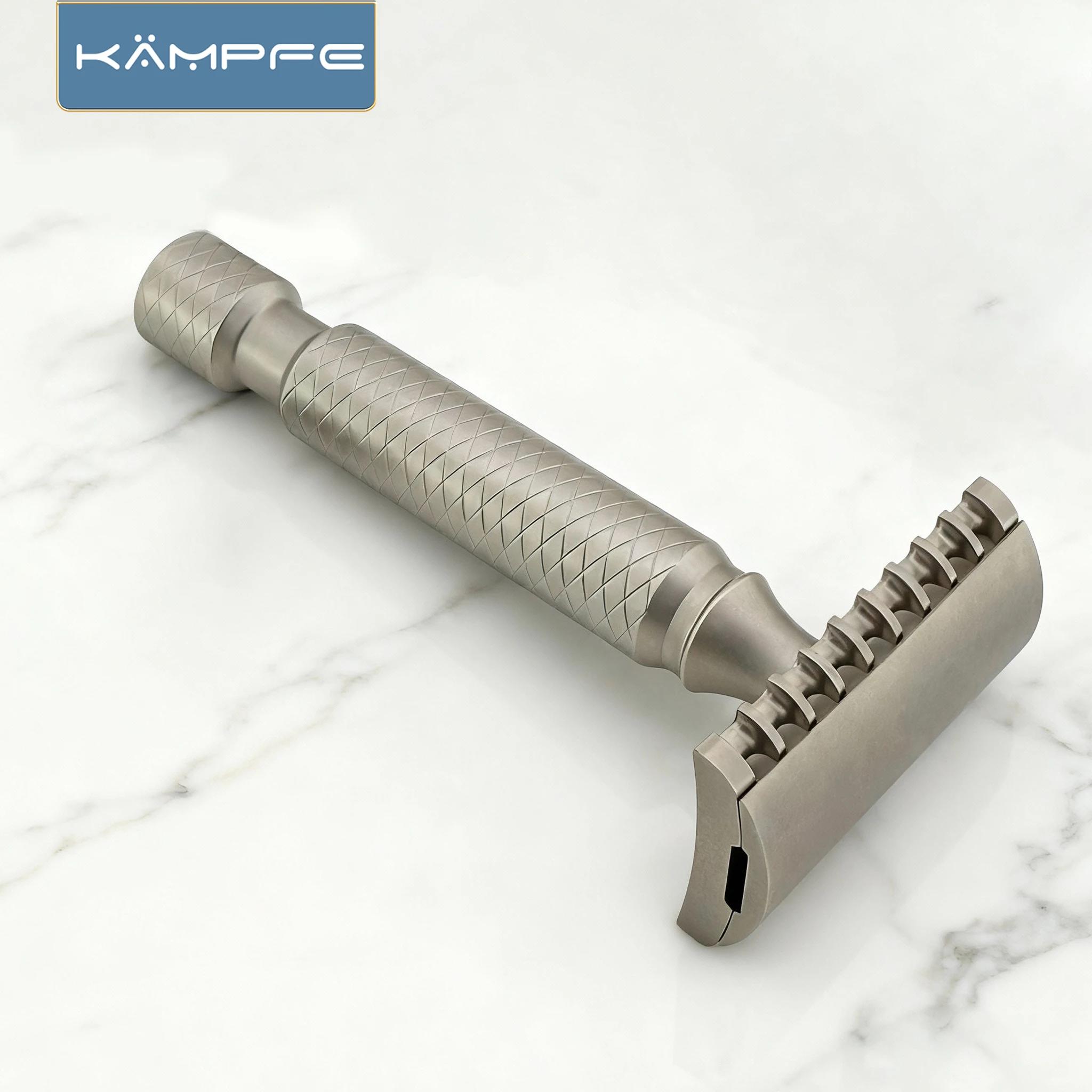 Rasoir de sécurité KAMPFE CNC en alliage de titane à double tranchant avec rasoir à 5 lames à dents