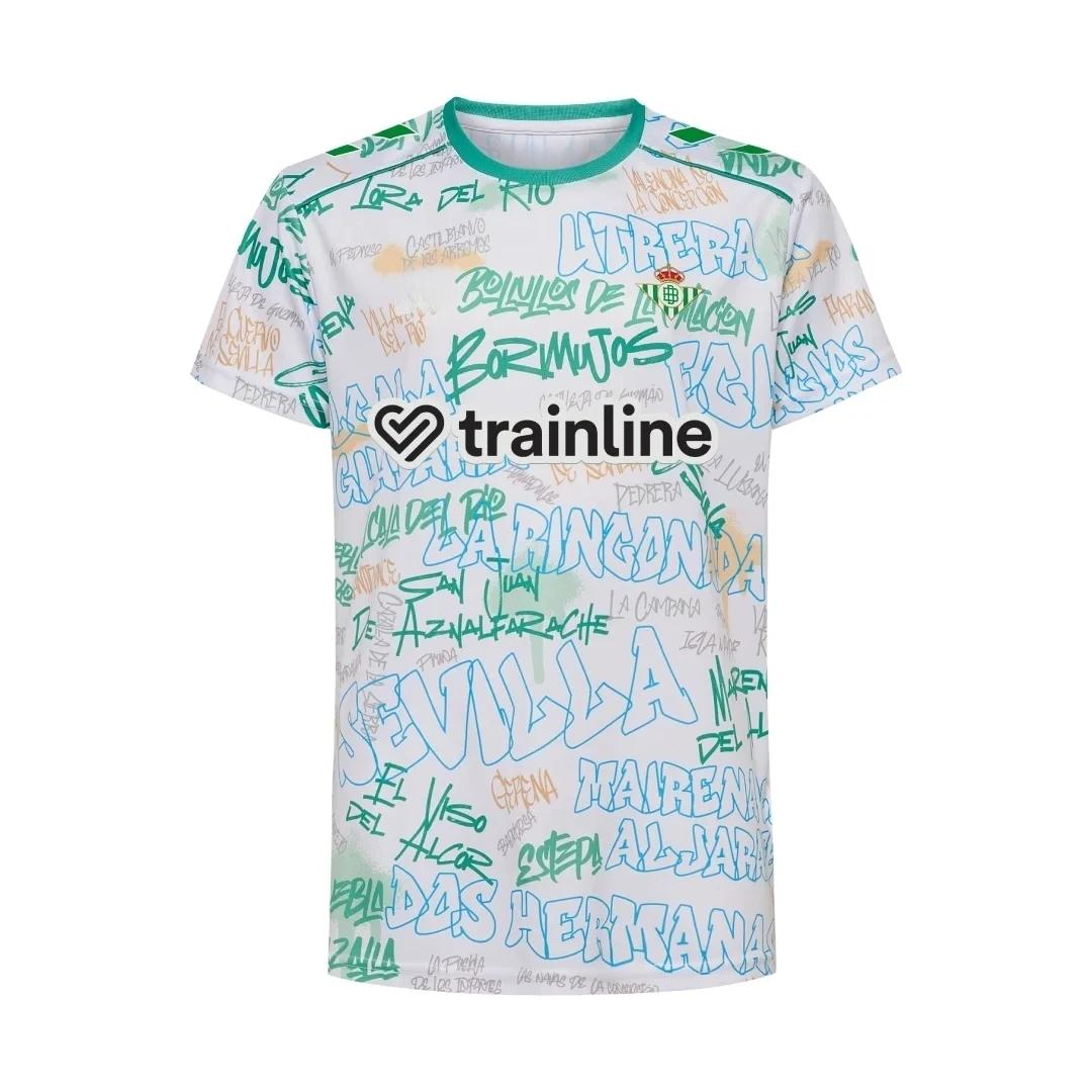 T-shirt d'entraînement de football Real Betis blanc graffiti 2026 – Haut décontracté pour l'entraîne