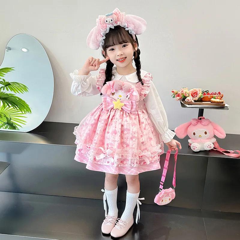 Robe de princesse Lolita pour filles Anime Cinnamoroll avec jupe tutu à volants My Melody et décorat