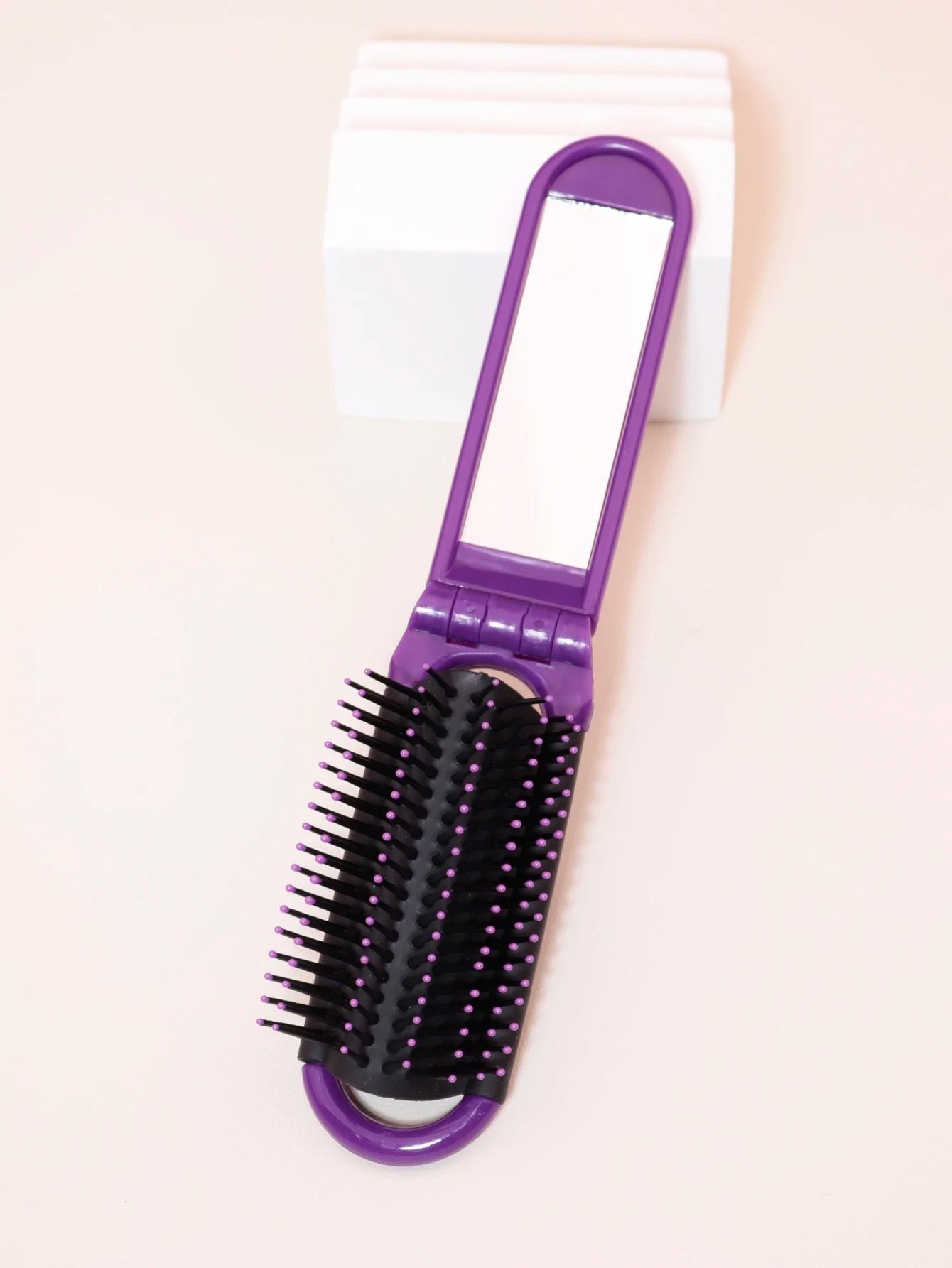 Mini miroir de massage antistatique pliable portable, peigne à cheveux pour fille de voyage avec mir