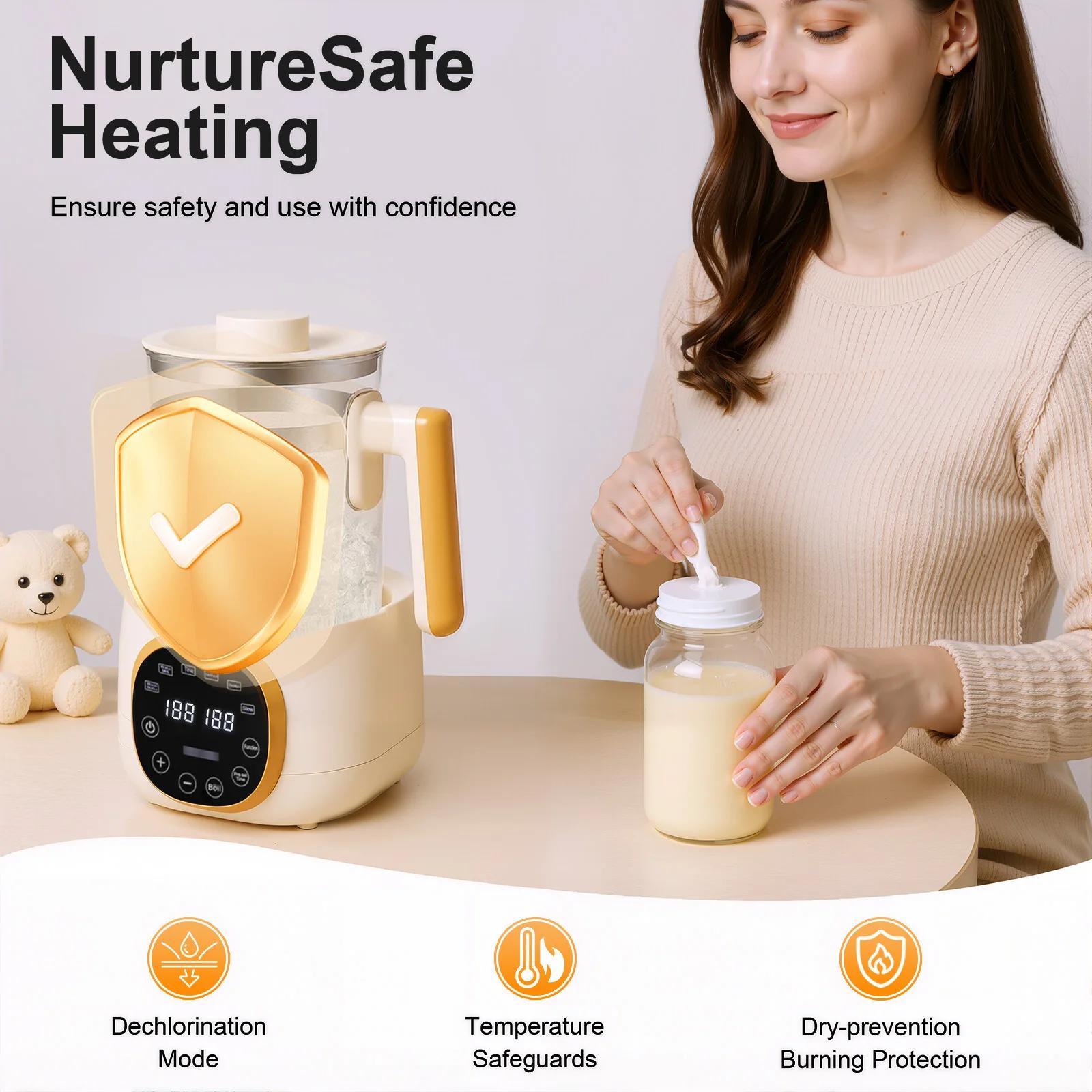 Chauffe-biberon 1,3 L, température constante 72 H, mémoire de 5 minutes, chauffage rapide et 45 dB s