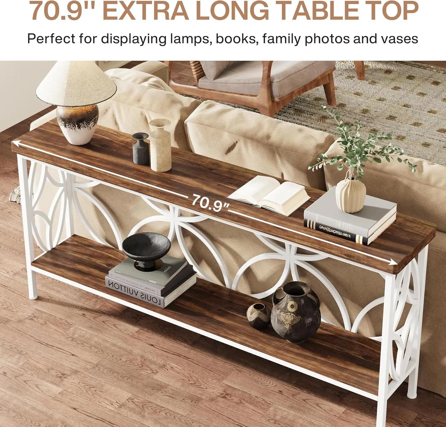Table de canapé étroite de 70 à 9 pouces, table de canapé longue industrielle derrière le canapé, ta