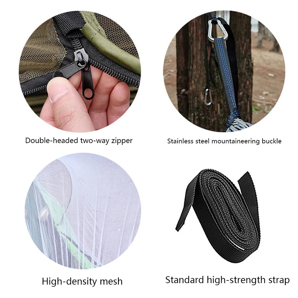 Hamac de camping camouflage avec moustiquaire, hamac portable anti-moustiques pour la randonnée en p