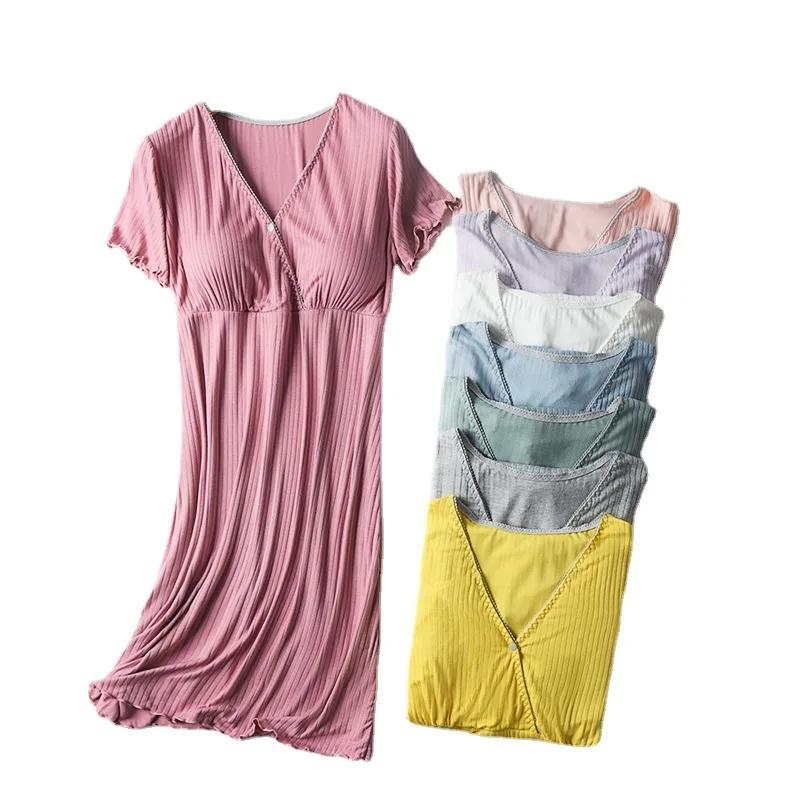 Vêtements de maternité modaux, chemises de nuit d'allaitement, vêtements de nuit d'allaitement, hôpi