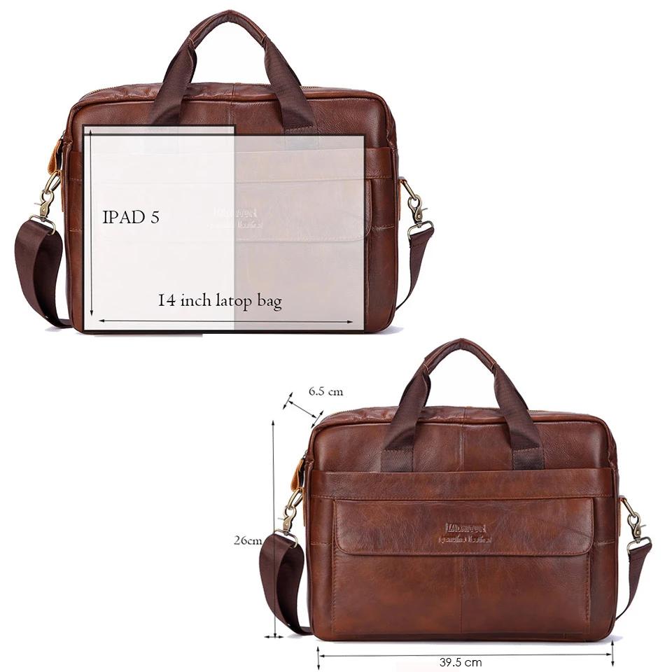 Sacs à main en cuir véritable pour hommes, sacs décontractés pour ordinateur portable, sacoches de v