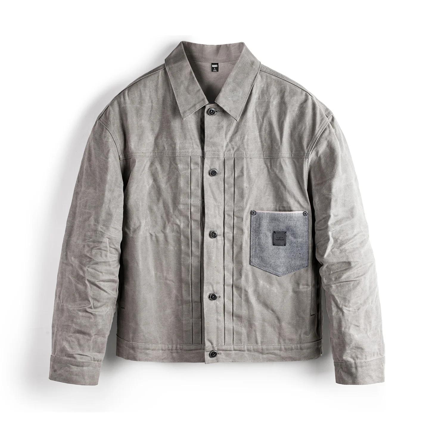 Maden – veste cirée à l'huile Vintage pour hommes, manteau de chasse imperméable en V, Double plis,