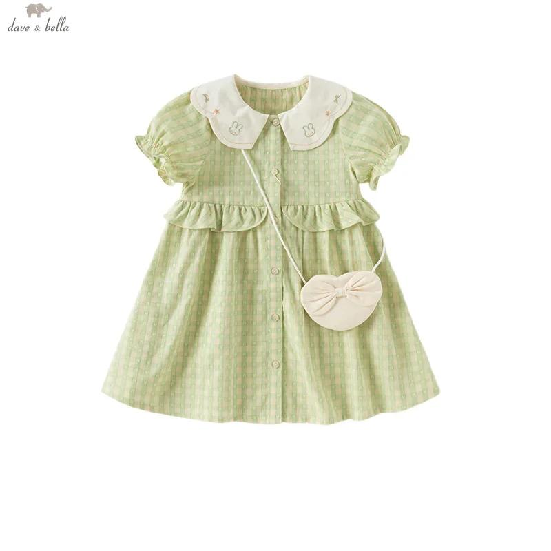 Dave Bella – robe de princesse pour petites filles, breloque d'été, douce et élégante, à carreaux ve