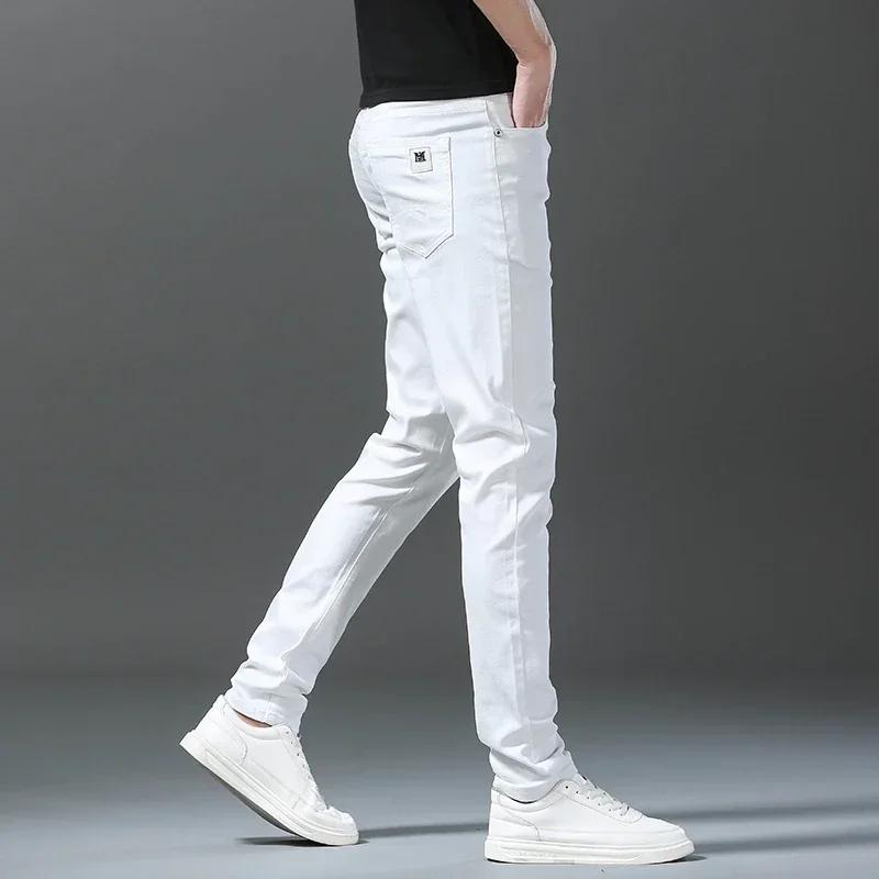 2025 printemps été nouveau 98% coton hommes Slim jean droit décontracté mode crayon pantalon haute q