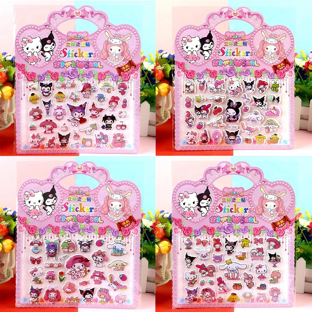 4 pièces Sanrio mignon dessin animé Kuromi ma mélodie bulle autocollants drôle Graffiti 3D gonflé dé