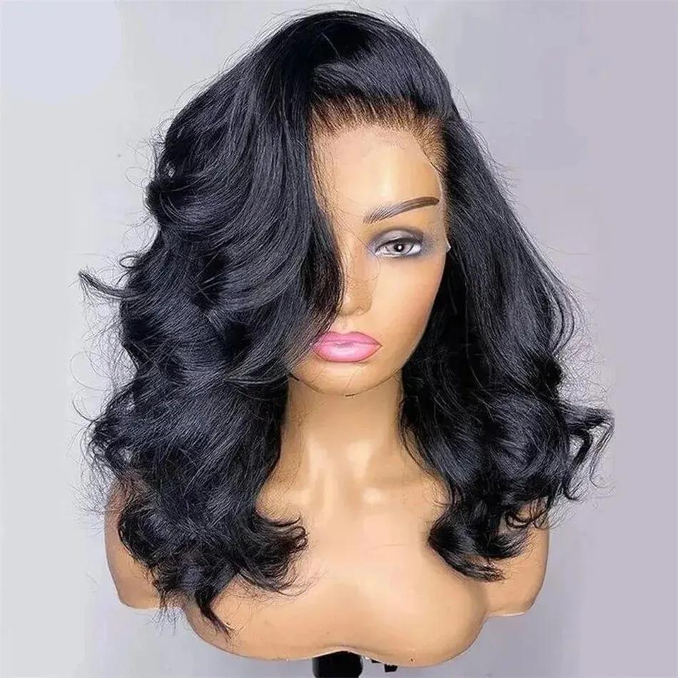 Perruque Bob Lace Front Wig Body Wave Naturelle, Cheveux Courts, 13x6, 13x6, Transparent, HD, Liquim