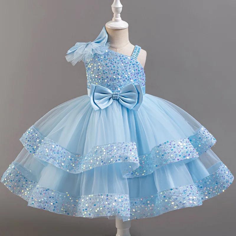 Fleur princesse paillettes bébé mariage fête de noël courte robe sans manches fête d'anniversaire ma