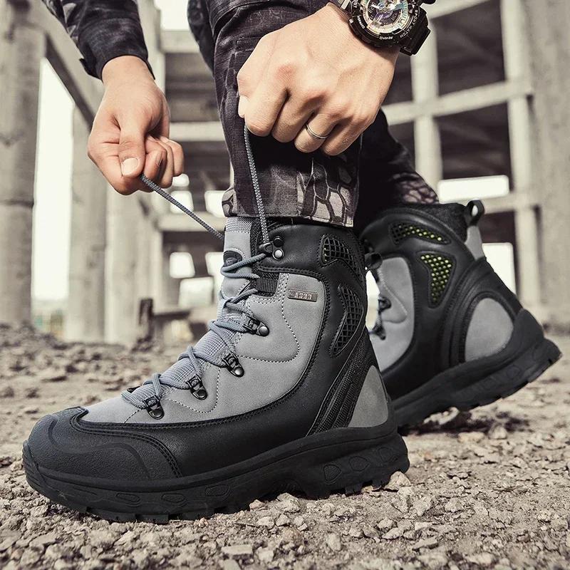Bottes du désert en cuir pour hommes, respirantes, antidérapantes, imperméables, pour la chasse, la