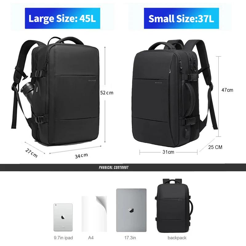 BANGE voyage sac à dos hommes affaires sac à dos école extensible USB sac grande capacité 17.3 ordin