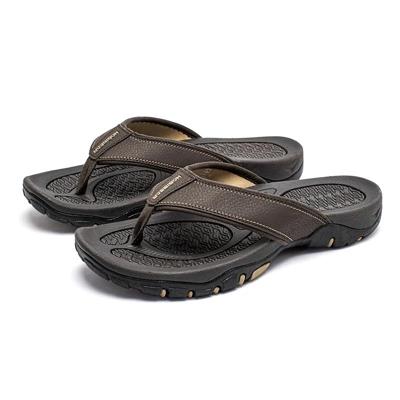 Tongs d'été pour hommes, pantoufles en cuir, sandales tongs, chaussures de plage, grande taille 49 5