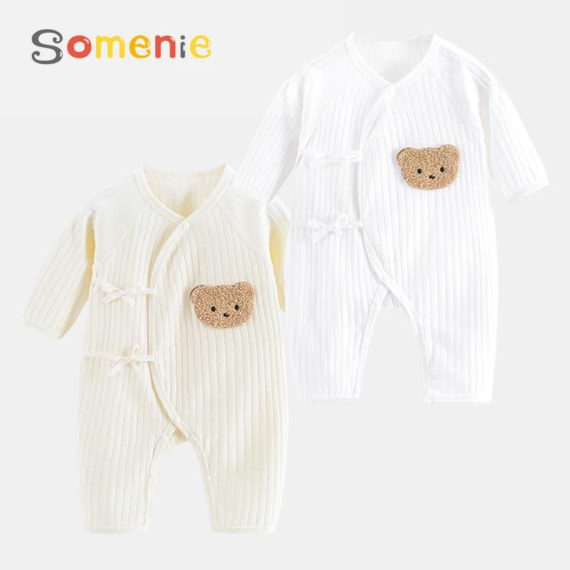 Somenie Combinaison tricotée pour bébé, 100% coton, manches longues, tenue une pièce pour garçons et