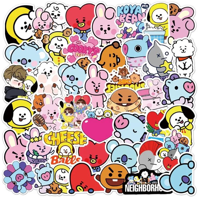 Autocollant de dessin animé BT21 koya RJ Shooky Man Chimmy Tata Cooky, accessoire d'animation second