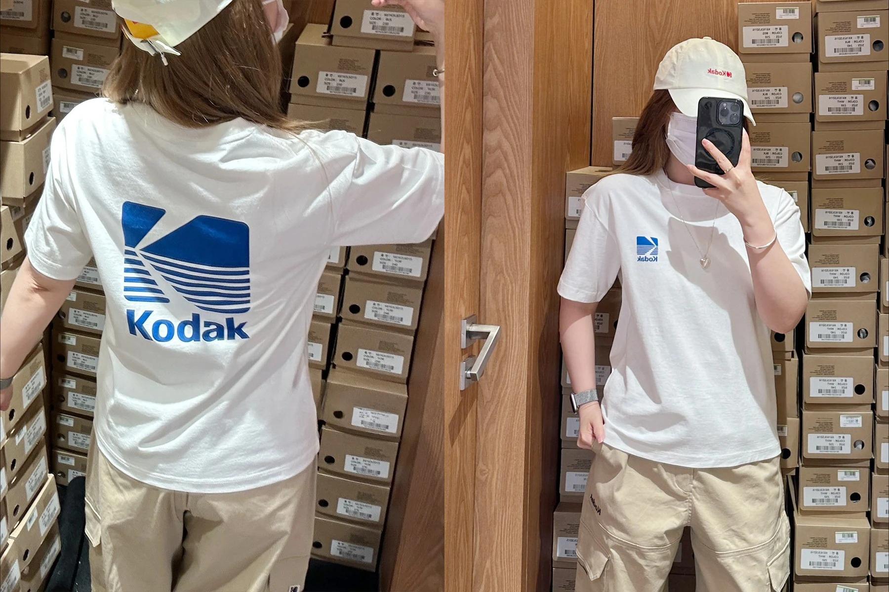 T-shirt unisexe en coton à rayures bleues avec logo K imprimé au dos, style vintage rétro, manches c