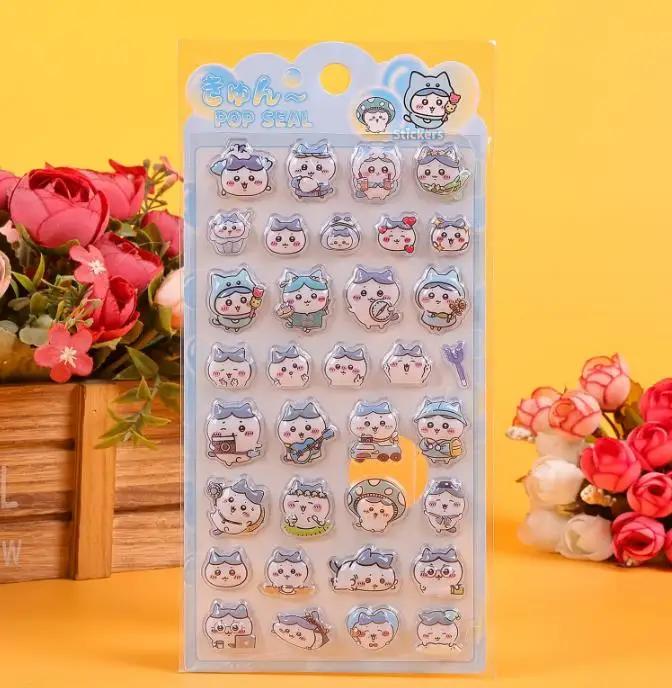 4/20 Autocollants Kawaii de dessins animés mignons, en relief 3D et à bulles, pour la décoration de